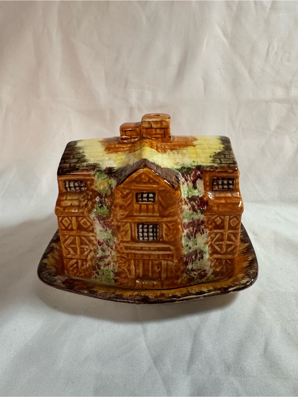 Vintage Arthur Wood Cottage Ware Cheese Butter Dish England House Covered Server